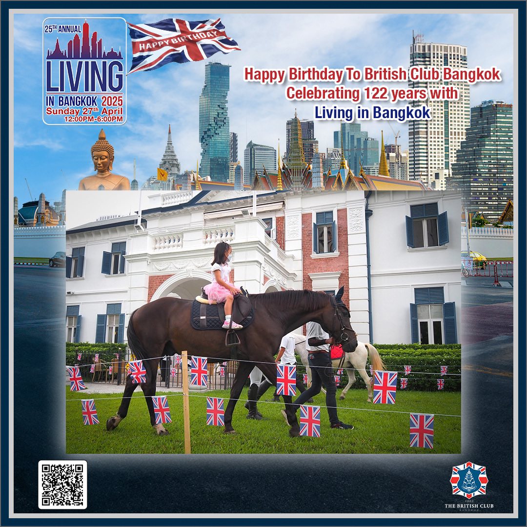 Have you ever wanted to ride a horse in the middle of Bangkok? Then come down to the British Club Bangkok and try during the Living in Bangkok event on Sunday, 27th April. It’s free for everyone! Register for the event on the official Line - lin.ee/MwOOVIB