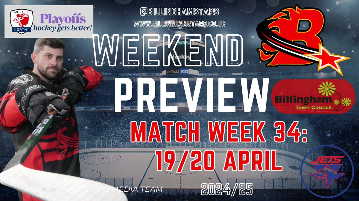 billinghamstars's tweet photo. 🏆🏆 PREVIEW: MATCH WEEK 34 🏆🏆

✈️ @jethockey 🆚 Billingham Stars 💫
🏆 @NIHLhockey Division 1 National Championship 
📍 Skydome Coventry 
🗓 Sunday 20th April
🕛 12pm

🔗 https://t.co/3x8QgxIMsP 

#StarsMediaTeam https://t.co/F7tWHUnZz4