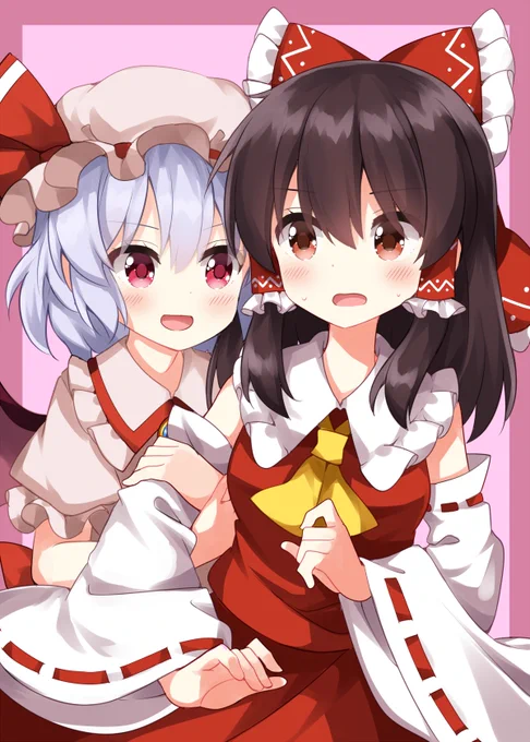 【お題】霊レミ(霊夢×レミリア)のCP絵ってできますか? 紅魔郷の6面をイメージした感じでお願いします。 