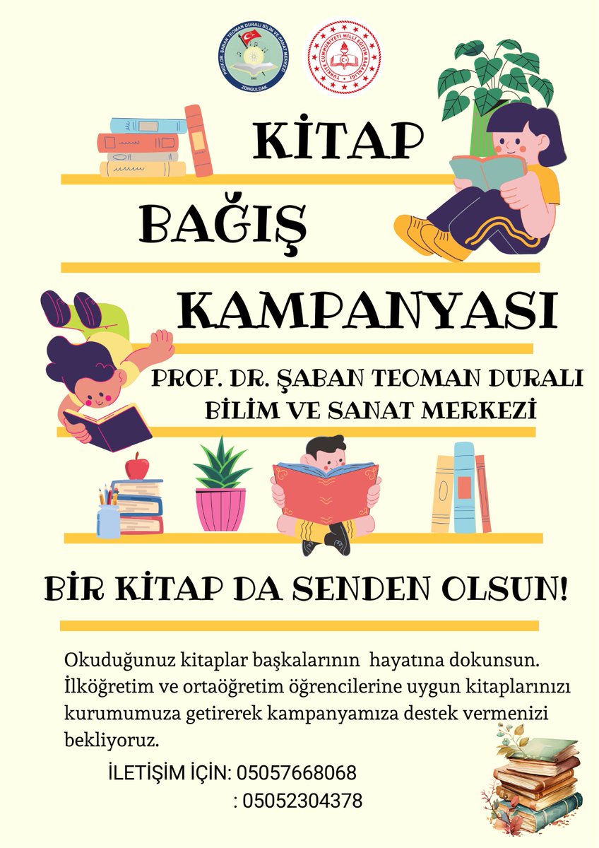 Kitap kampanyamıza, kitapları ve paylaşmayı seven herkesin desteğini bekliyoruz 📚📚📚 <a href="/tcmeb/">Millî Eğitim Bakanlığı</a> @BilsemMeb <a href="/ZonguldakMEM/">Zonguldak İl Millî Eğitim Müdürlüğü</a>