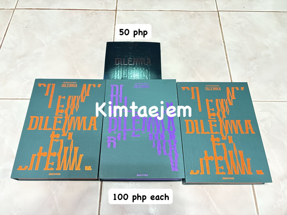 KimTaeJem's tweet photo. WTS/LFB:

Enhypen Dilemma Albums

💸 300 for the whole set

NO PHOTOCARDS 

📍Baguio 
🚚 JNT
💳 GCASH https://t.co/Dxxeb8OcEB
