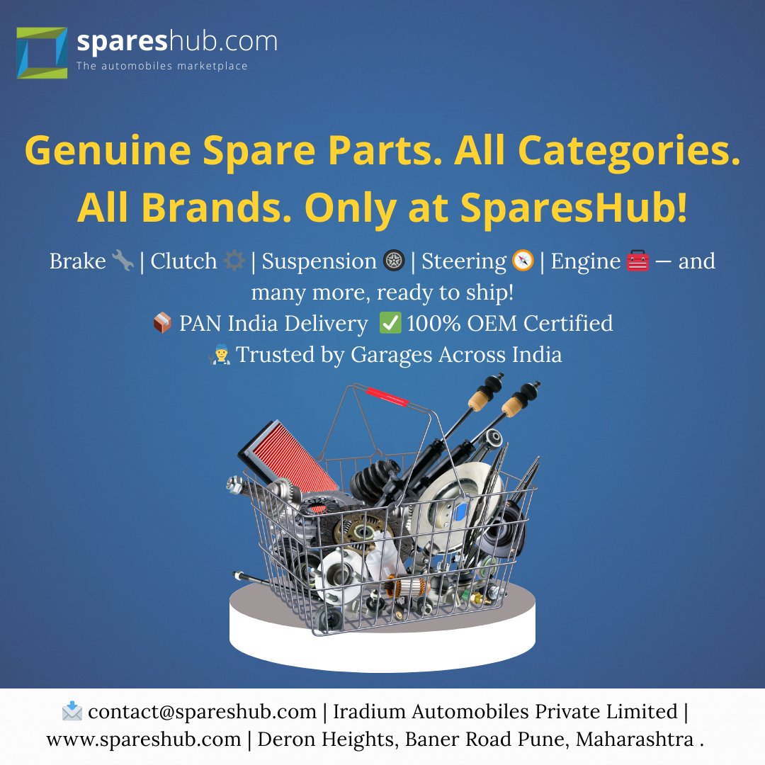 SparesHub's tweet photo. 🚗 Genuine Parts. All Brands. One Hub – SparesHub!
From brakes to engines – we’ve got everything a garage needs.
✅ 100% OEM Certified
📦 PAN India Delivery
👨‍🔧 Trusted by thousands of mechanics across India.
 #GenuineCarParts #SparesHub #OEMCertified #IndiaGarages https://t.co/QkRGE5xueS