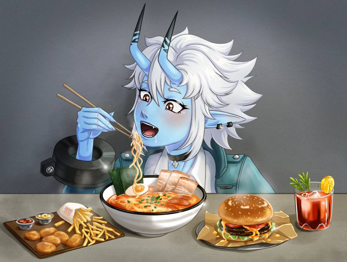 YoshiSad2's tweet photo. Soukaku mukbang!

#soukaku #zenlesszonezero #zzzero #zzz #art https://t.co/mFgS9Re7E4