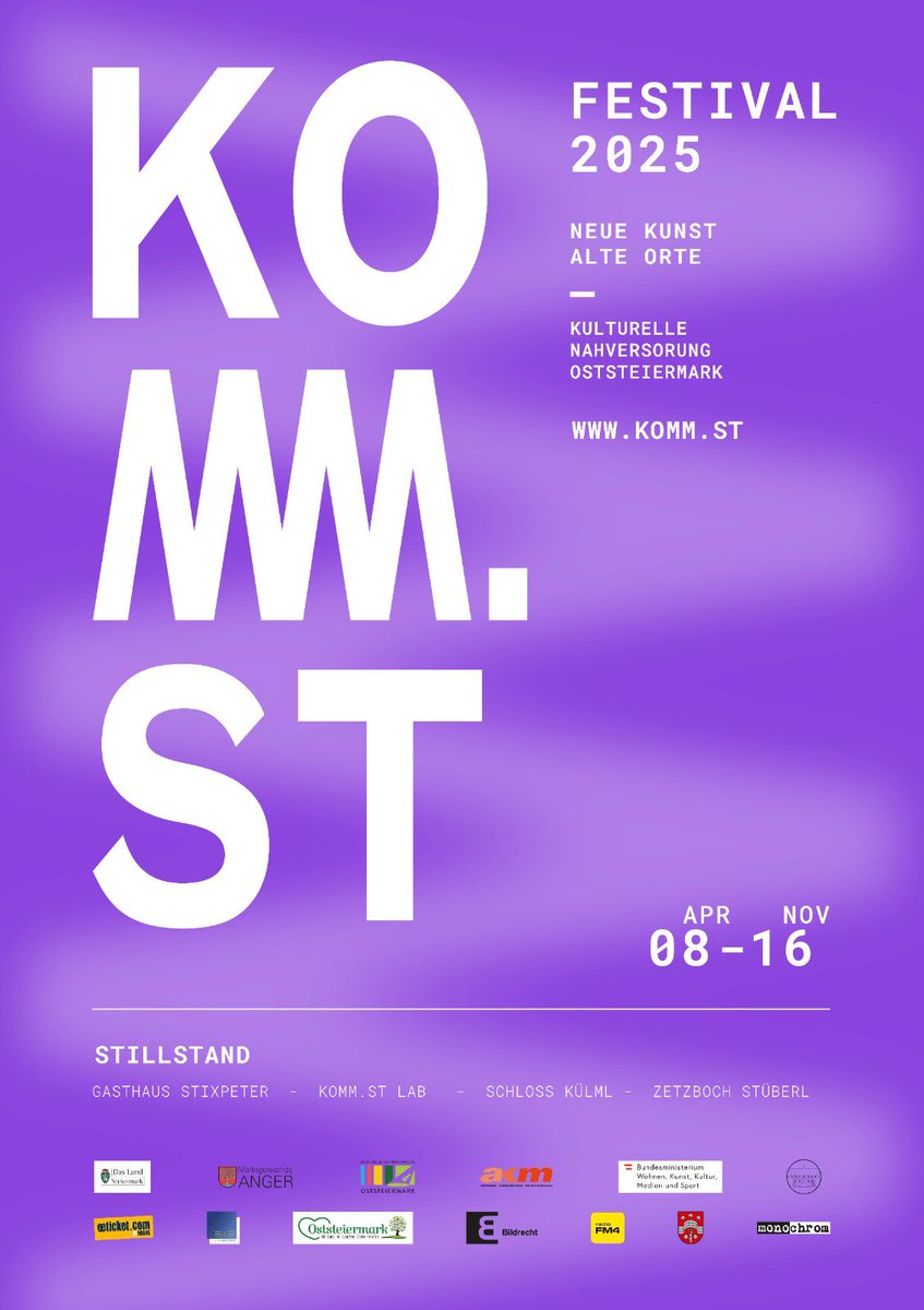 Die 15. Ausgabe von KOMM.ST läuft dieses Jahr vom 8. April bis zum 16. November mit dem Programmschwerpunkt Stillstand!