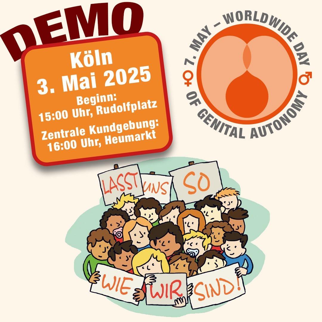 Heute in zwei Wochen Demo in Köln!
#Kinderschutz ist unteilbar. 
genitale-selbstbestimmung.de