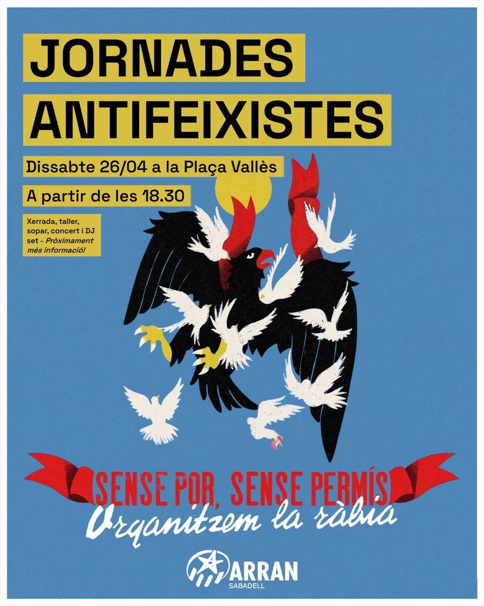 🔴⚫ JORNADES ANTIFEIXISTES | Contra la reacció, lluita i organització! El pròxim dissabte ens trobem a la Plaça Vallès en una jornada plena d'activitats. 

⏩ Pròximament més informació!