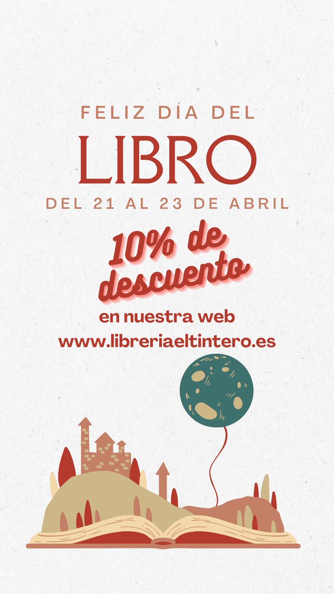 Empezamos a celebrar el día del libro un poquito antes en nuestra web 🥳 🌹
Y es que a partir del LUNES 21 DE ABRIL podréis hacer vuestros pedidos para el día del libro con un 10% de descuento, perfecto para que os llegue ese día tan especial 📖🙌🏻
libreriaeltintero.es