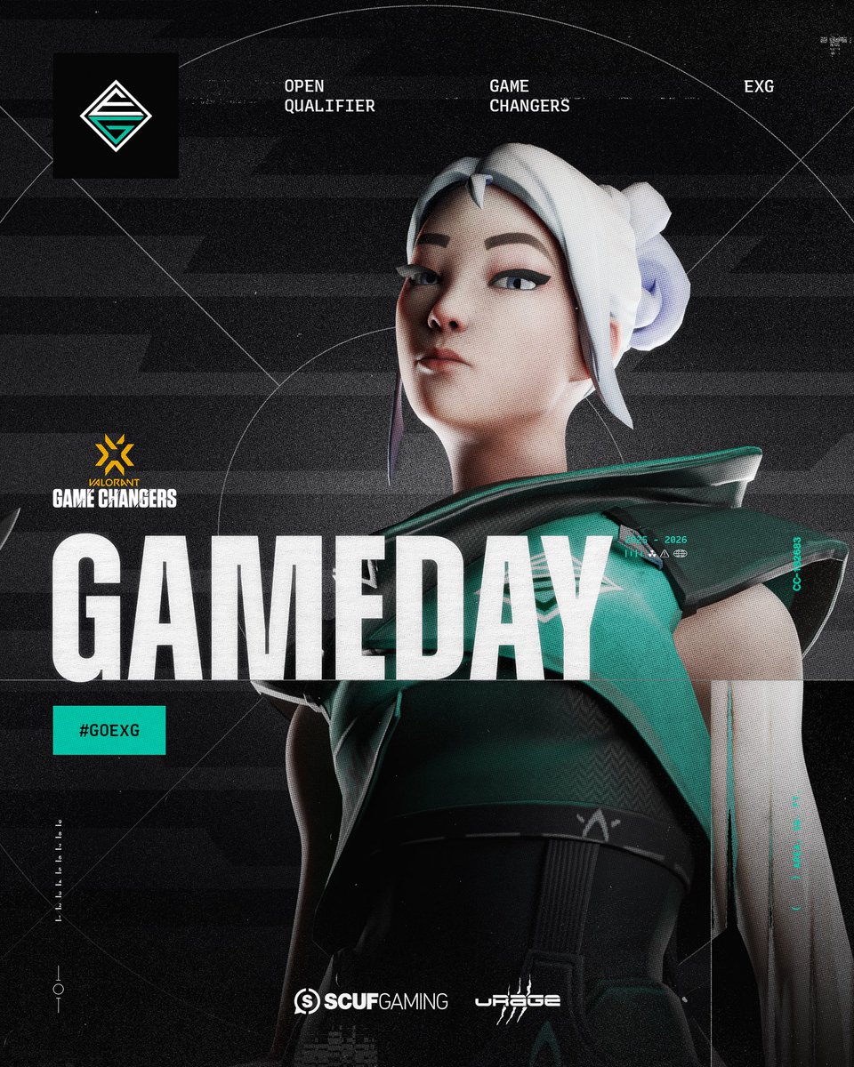 ⚡️Machday⚡️

Today is the VCT Game Changers Open Qualifier! 
Come on, girls! #GOEXG💚 #GOPYP💚

⏰ 6:00 PM
👥 Lineup⬇️
<a href="/Mazalplays/">ING Mazal</a> 
<a href="/LeaKrsr/">Krsr 💫</a> 
<a href="/itsrealmariposa/">мαяιρσѕα</a> 
<a href="/Mashari_vlr/">RV Mashari</a> 
<a href="/emmiyfps/">𝐄𝐦𝐦𝐢𝐲</a>