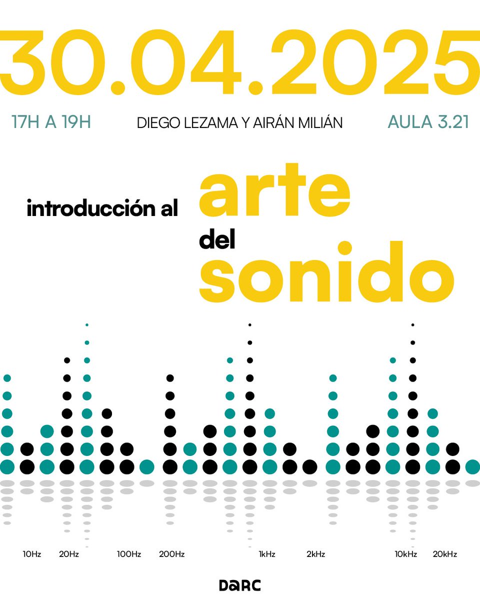 semanadarc's tweet photo. ¿Te apasiona el sonido y su potencial creativo?🎶

Únete a nuestro taller donde exploraremos cómo el sonido puede ser una herramienta artística.

📅Fecha: 30 de abril 
⏰Hora: 17:00 a 19:00
👥40 plazas 
💰Totalmente gratuito https://t.co/y87VMFSCqP