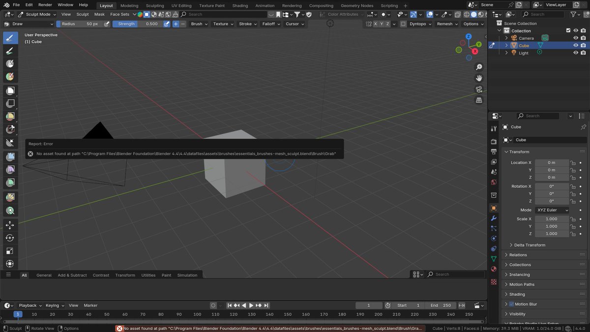 My brushes won't load most of the time and if I press a shortcut key for a brush, I get this error #blender
Does someone know a solution? or should I report it as a bug?