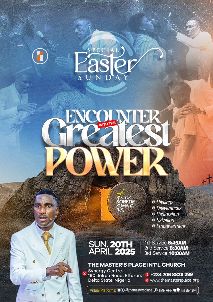 The power that raised Christ from the dead surpasses every other power known to man. No sickness, disease, infirmity, or satanic assault can withstand the supremacy of Resurrection Power. 

Join us tomorrow - ENCOUNTER WITH THE GREATEST POWER! Jesus is risen!