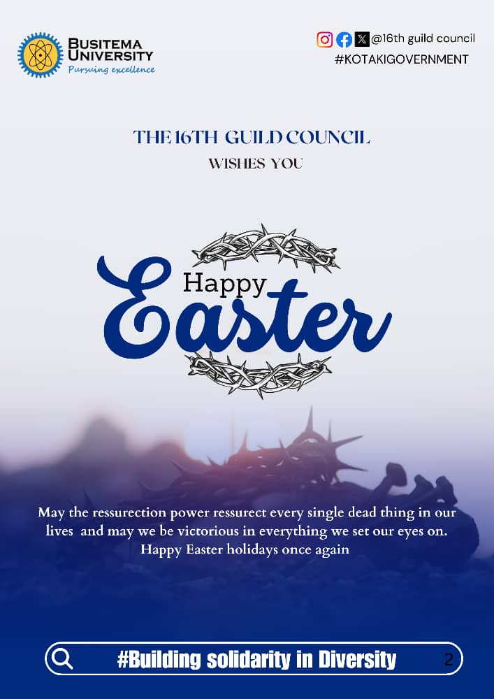 Here comes a season where the Christian fraternity celebrates the reassurection of our Lord Jesus Christ. 
May this season be full of Joy to you all <a href="/BusitemaUni/">Busitema University</a> <a href="/ProfPaulWaako/">Paul Waako, PhD</a> <a href="/Saphinabiira/">Saphina Biira (PhD)</a> <a href="/b_bufhs/">Busitema Uni. Faculty of Health Sciences</a>