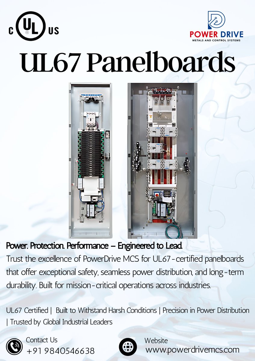PowerDrive2020's tweet image. UL67 Panelboards - PDMCS

Trust the excellence of PowerDrive MCS for UL67-certified panelboards that offer exceptional safety, seamless power distribution, and long-term durability. Built for mission-critical operations across industries.

 #pdmcs #powerdrivemcs