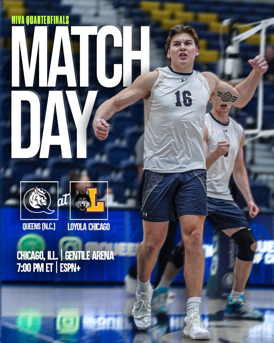 It’s time!

🆚 #1 Loyola Chicago- MIVA Quarterfinals
⏰ 7:00 PM ET
📍Chicago, Ill.
🔗 linktr.ee/queensmvb

#RoyalsRise | #QUeenCity | #CLT