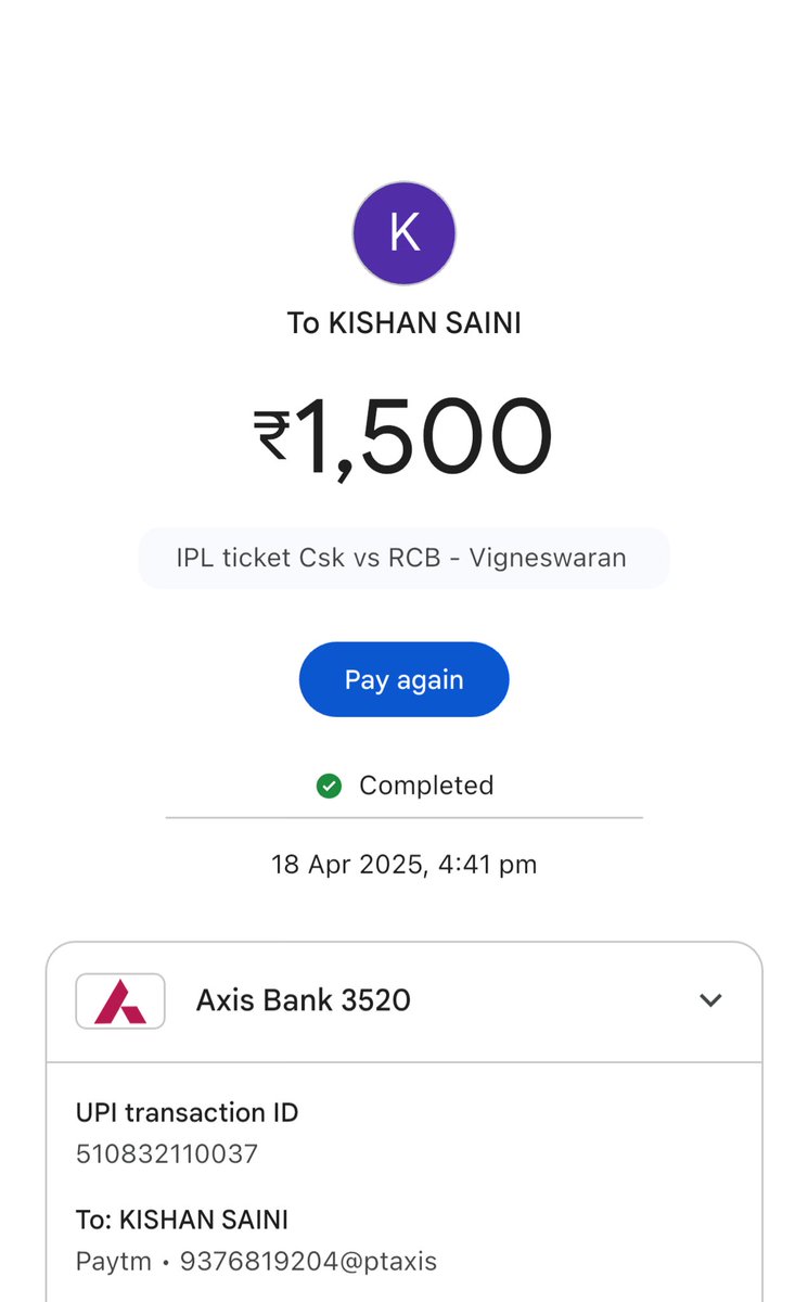 ❤ Vicky ❤ (@vigneshgeni) on Twitter photo This guy has cheated me 3500rs to get IPL ticket for csk vs rcb match. Now he is not replying me and blocked me <a href="/RCBTweets/">Royal Challengers Bengaluru</a> <a href="/PoliceBangalore/">Bangalore Police</a> <a href="/IPL/">IndianPremierLeague</a> <a href="/PoliceTamilnadu/">Tamilnadu Police</a> this is his number 9376819204 @dgdnEFC this is his ID. Why are you cheating a common people , pls take severe action This guy has cheated me 3500rs to get IPL ticket for csk vs rcb match. Now he is not replying me and blocked me <a href="/RCBTweets/">Royal Challengers Bengaluru</a> <a href="/PoliceBangalore/">Bangalore Police</a> <a href="/IPL/">IndianPremierLeague</a> <a href="/PoliceTamilnadu/">Tamilnadu Police</a> this is his number 9376819204 @dgdnEFC this is his ID. Why are you cheating a common people , pls take severe action