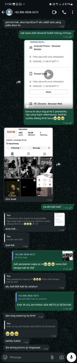 bolubery's tweet photo. dia jual n3tfl!x setahun 80k, buyernya ngeluh katanya akunnya sering limit. tiap kali komplain dia bilang kalo akunnya dia juga sering di curi padahal dia sendiri pelakunya. https://t.co/2DeKTl4H7S