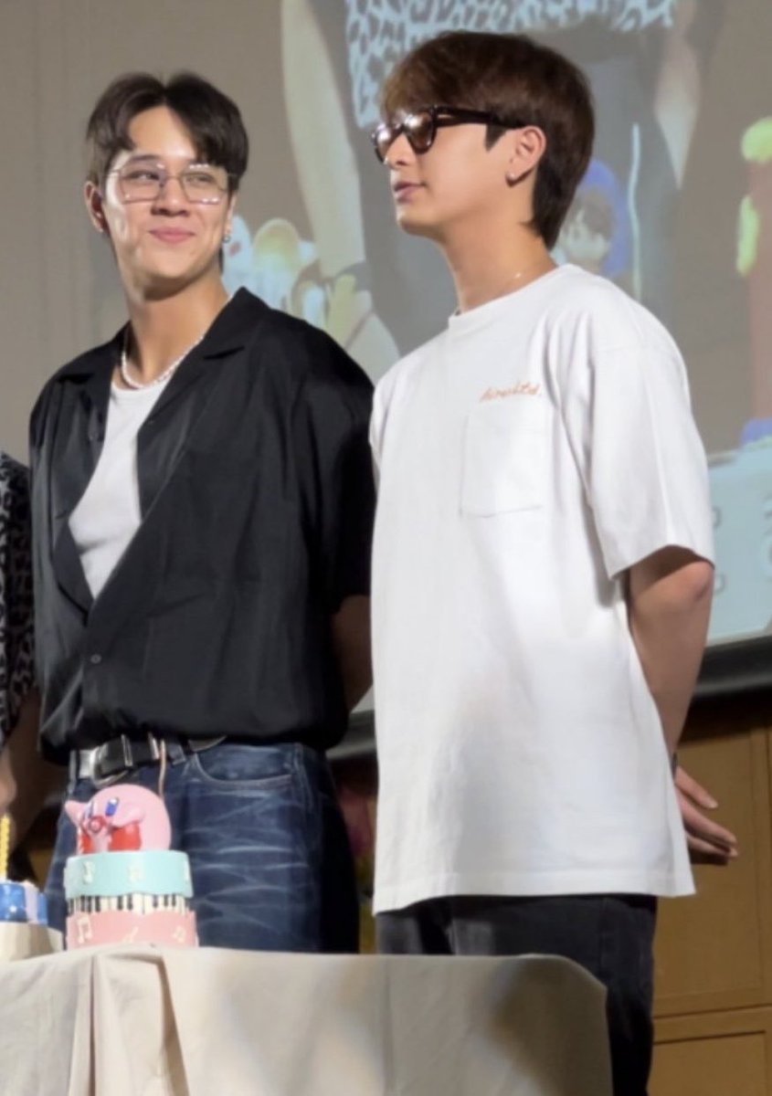 sweevenity's tweet photo. chimon’s public appearance was at nanon’s birthday holding his birthday cake and now, one of his comeback appearances is with nanon– 🥹 https://t.co/UFkKr9bOmm