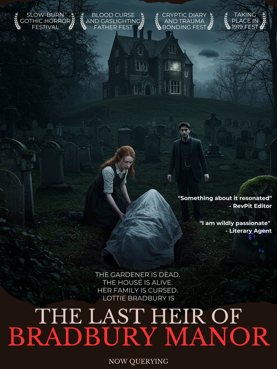 mikemizov's tweet photo. Her family is broke, the gardener is dead, the manor might be alive, and Lottie Bradbury has a blood curse to break before she becomes its next victim.
Do you dare see the slow-burn gothic horror of The Last Heir of Bradbury Manor?
#PosterPit #PosterPitQ #A #H #HF https://t.co/di8N9S6VRz
