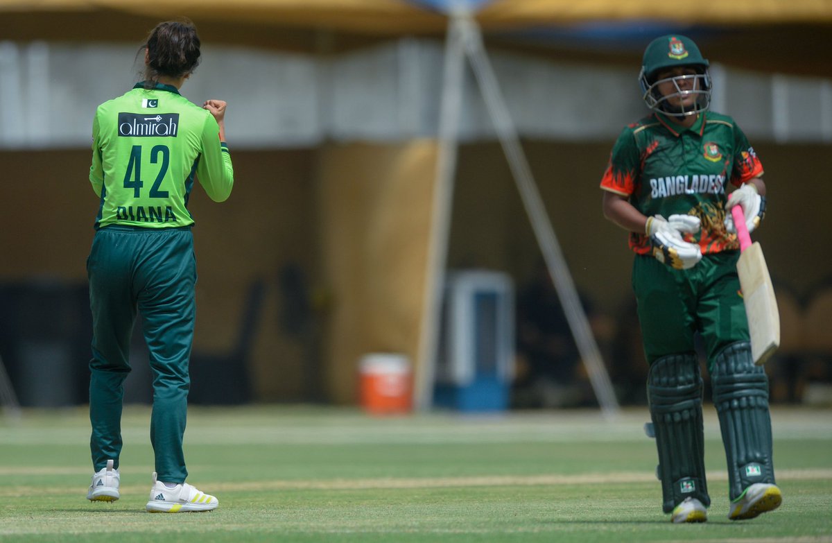 Pakistan Cricket (@therealpcb) on Twitter photo .<a href="/baig_diana/">Diana baig</a> delivers the strike with the wicket of Sharmin Akhter ๐ฏ
Bangladesh are four down for 75 after 21 overs ๐
#PAKWvBANW | #BackOurGirls | #WWCQ .<a href="/baig_diana/">Diana baig</a> delivers the strike with the wicket of Sharmin Akhter ๐ฏ
Bangladesh are four down for 75 after 21 overs ๐
#PAKWvBANW | #BackOurGirls | #WWCQ