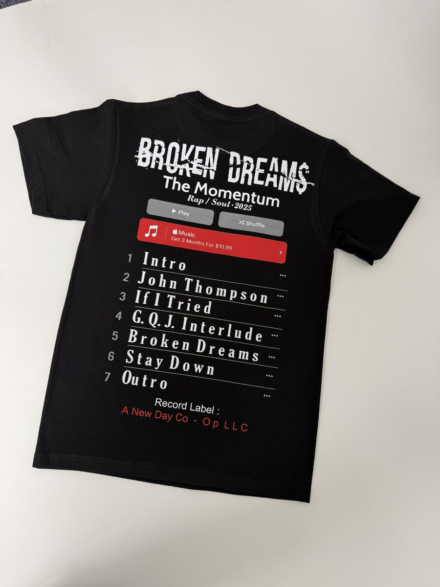 BIGOOH's tweet image. The Playlist T Shirts are on the Way ‼️

The Momentum 

“Broken Dreams”

5.4.25

#ANDC