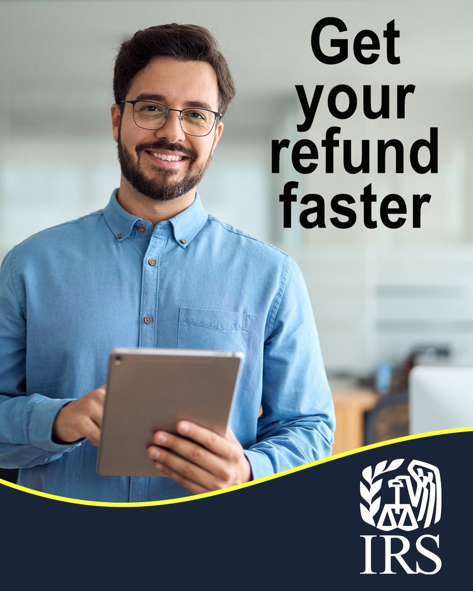 IRShlpgov's tweet photo. #TaxTwitter: DYK: Electronic filing combined with direct deposit is the fastest way to get your clients' federal tax refunds #IRS https://t.co/bnDsY41EUj