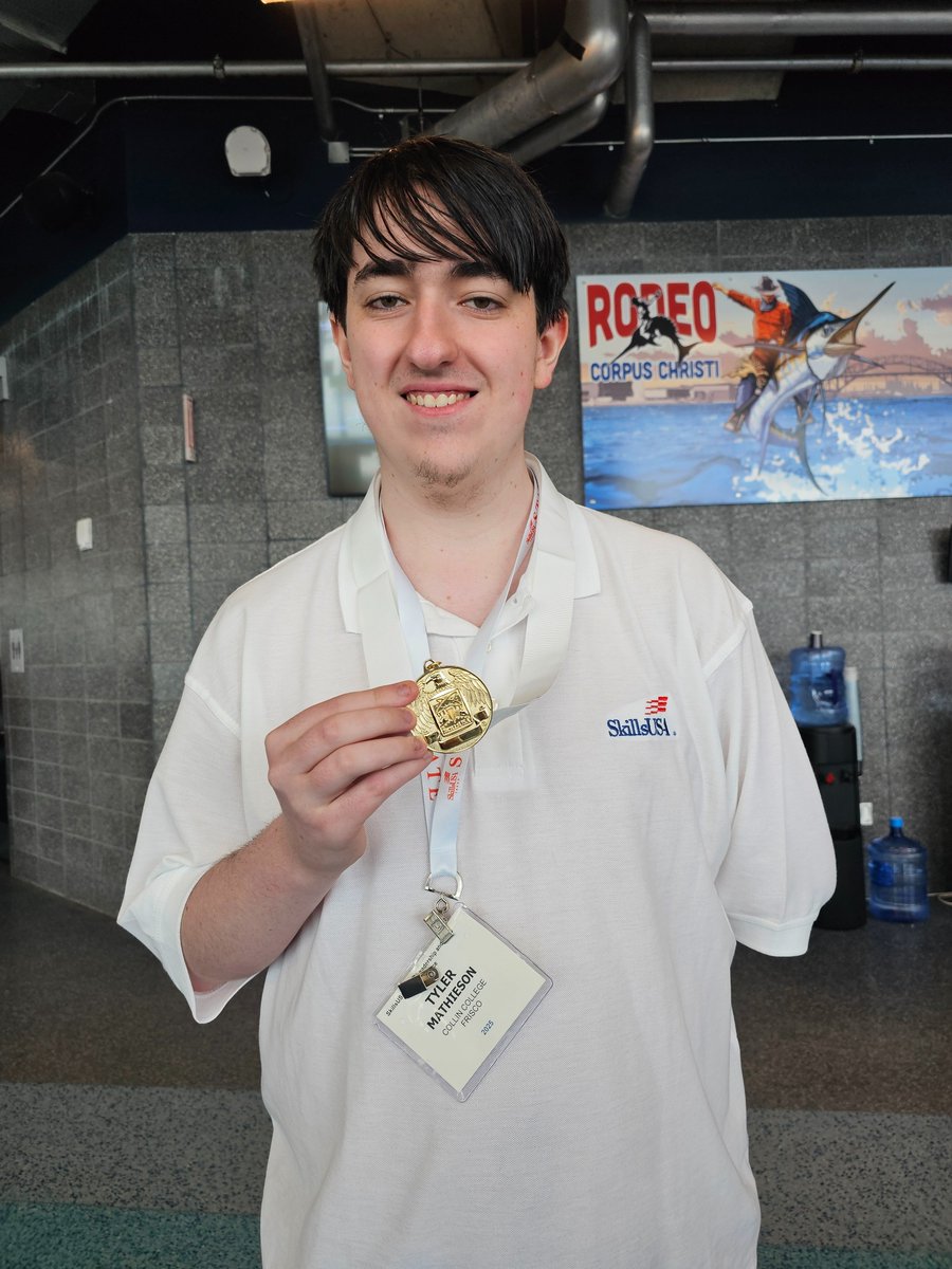 JenMathieson1's tweet photo. 2 wks ago Tyler headed to Corpus Christi to compete in technical computer applications at the @skillsusatx State Conference, representing @collincollege. He won GOLD &amp; in June will head back to Atlanta for the @SkillsUSA national leadership conference. Super proud mom! https://t.co/12aouP1luc