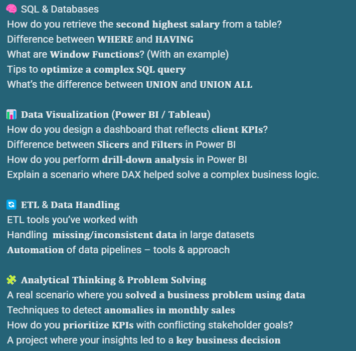 Roopesh_da08's tweet photo. Deloitte Recent Data Analyst Interview Questions https://t.co/yEhOzl8bel