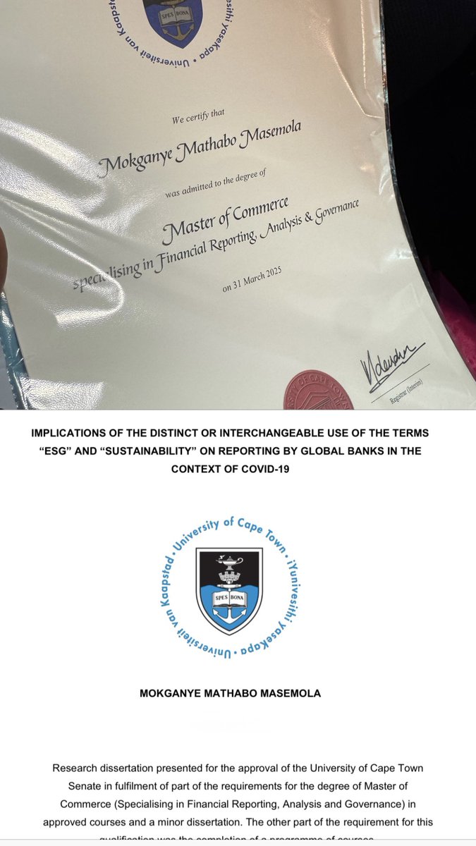 Mokganye_M's tweet photo. Ms Mokganye Mathabo Masemola CA(SA), MCom (UCT). 

Just a black girl who grew up in Soshanguve, keeps trying and stands tall on the shoulders of a supportive family and friends. Modimo, kea leboga!

“Return to your rest, my soul, for the LORD has been good to you.”
~ Psalm 116:7 https://t.co/HD87dltS6c