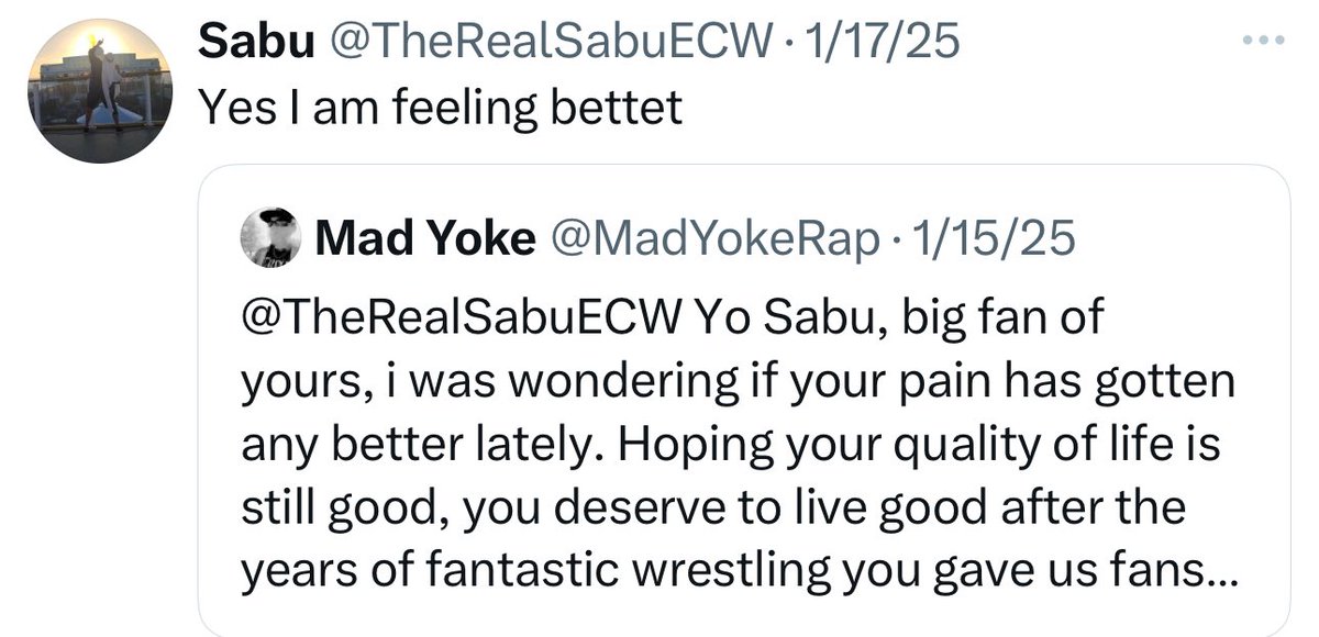 justind690's tweet photo. Sabu is not feeling better after tonight https://t.co/X7QEwCoN39