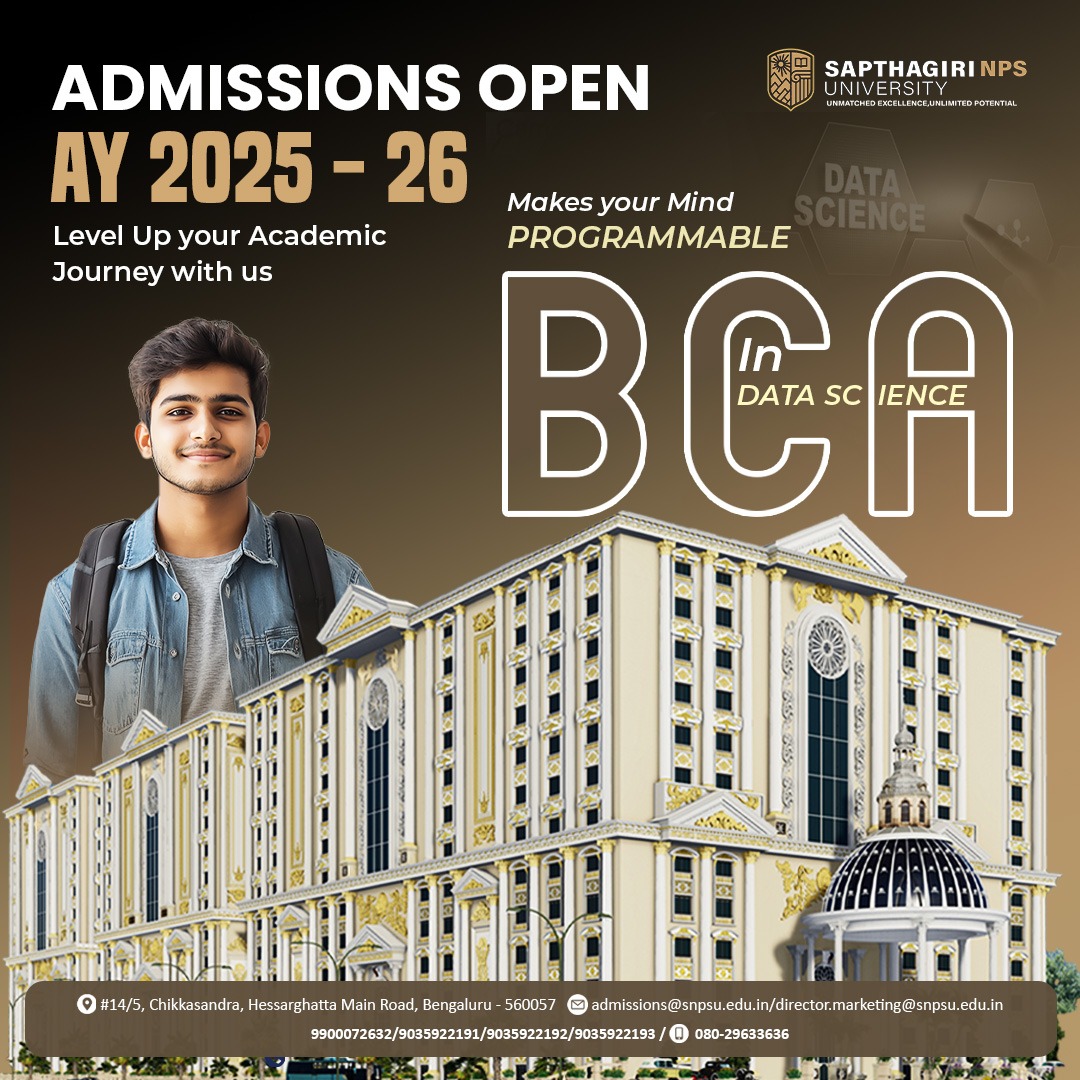 sapthagirinps's tweet image. Blend theory and practical skills to become a sought-after data expert.
Admissions Open for BCA in Data Science.
.
.
.
.
.
.
#BCA #DataScience #bachelorofcomputerapplications #FutureReady #UnlockPotential #TechCareers #LearnDataScience #InnovateWithData #CareerGrowth #DataDriven