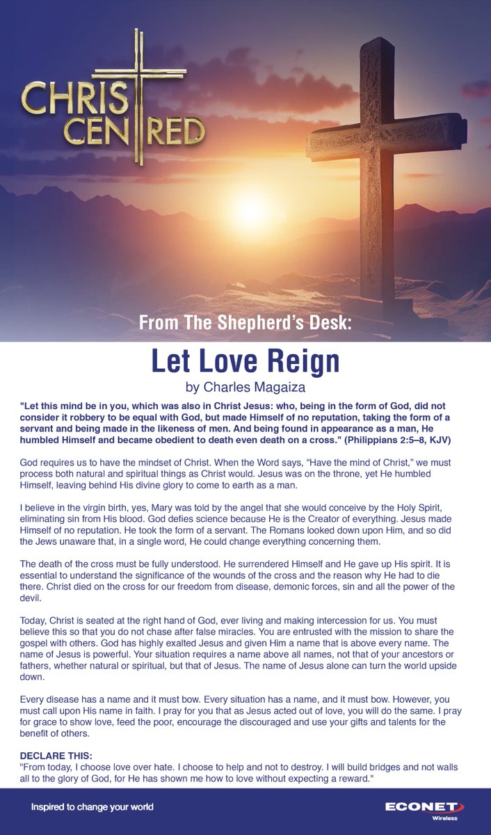 econetzimbabwe's tweet image. #ChristCentred

From the Shepherd's Desk.