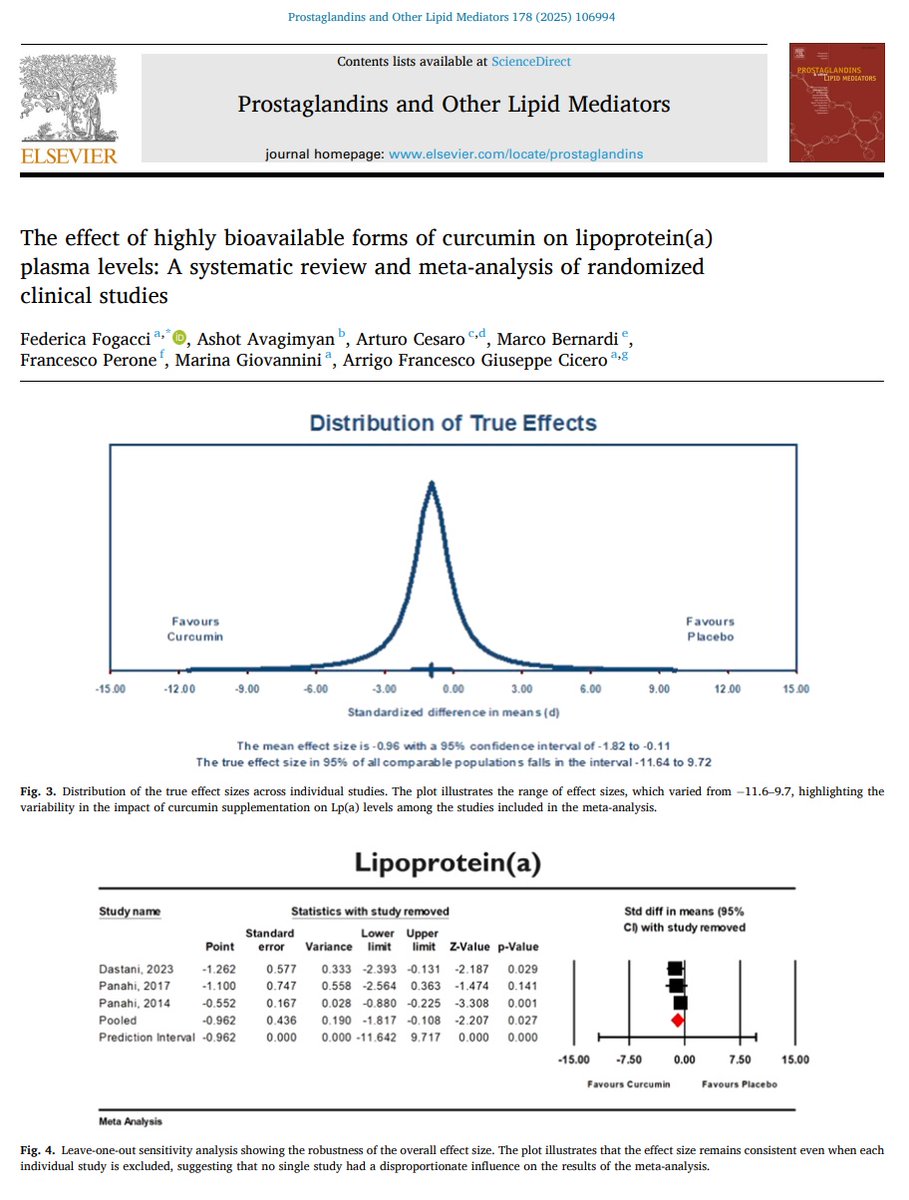 PeroneFrancesco's tweet photo. 🚨 Just published our new manuscript "The effect of highly bioavailable forms of curcumin on lipoprotein(a) plasma levels: A systematic review and meta-analysis of randomized clinical studies" in the Prostaglandins and Other Lipid Mediators Journal 🩸
@FedericaFogacci #lpa https://t.co/40NprcgUuG