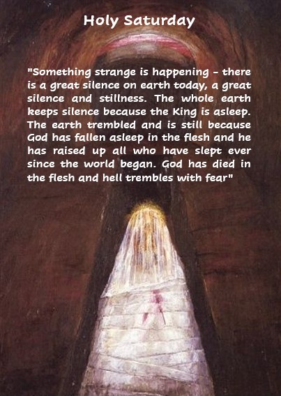 ESNEFT Chaplains 💙 (@esneftchaplains) on Twitter photo Blessings to all those marking Holy Saturday. For Christians the sorrow of Good Friday continues today as they remember the disciples’ hopelessness after Jesus death, unsure whether to believe he will rise from the dead, as he said he would ✝️☦️ <a href="/Team_ESNEFT/">Team ESNEFT</a> <a href="/ESNEFT/">East Suffolk and North Essex NHS Foundation Trust</a> Blessings to all those marking Holy Saturday. For Christians the sorrow of Good Friday continues today as they remember the disciples’ hopelessness after Jesus death, unsure whether to believe he will rise from the dead, as he said he would ✝️☦️ <a href="/Team_ESNEFT/">Team ESNEFT</a> <a href="/ESNEFT/">East Suffolk and North Essex NHS Foundation Trust</a>