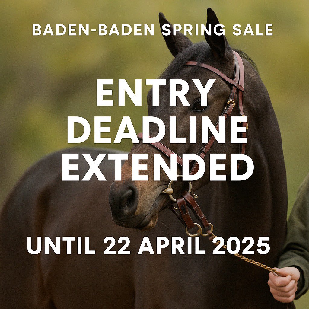 ✨ One last chance for your champion of tomorrow! ✨

You still got a future star in your stable?
Then don’t miss the opportunity to showcase it at the BBAG Spring Sale 2025 in Iffezheim!

💫 Due to high demand, we’re extending the registration deadline until April 22, 2025.
This