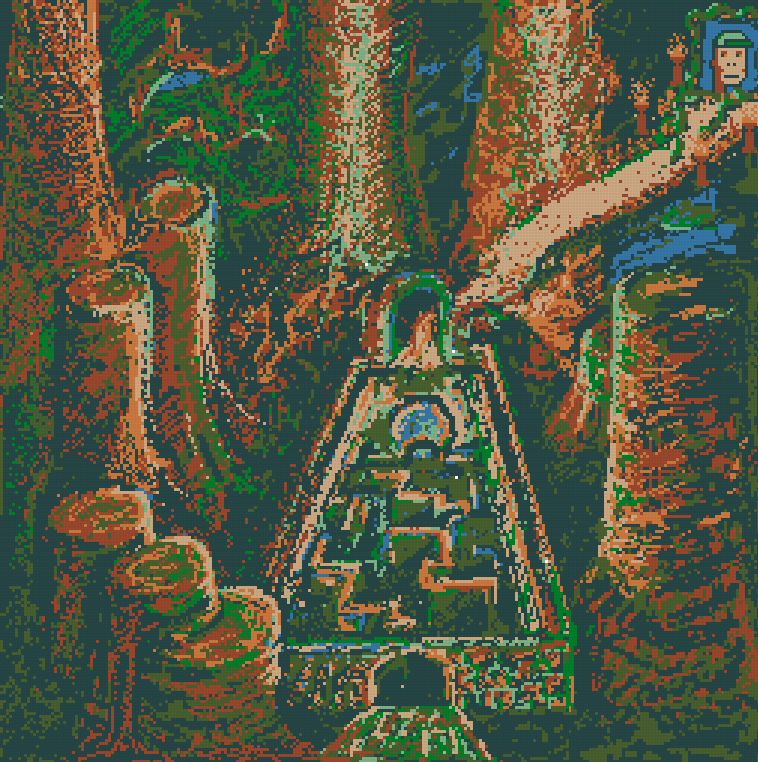 pixelsdotart's tweet image. &quot;Digital relics in a pixelated jungle maze.&quot;

This is insane. Mind officially blown. 🤯

Each canvas is a 1:1. Only one can mint this.

90% of mint proceeds sent directly to artists.

THIS IS ART. BY ARTISTS. ON APECHAIN.