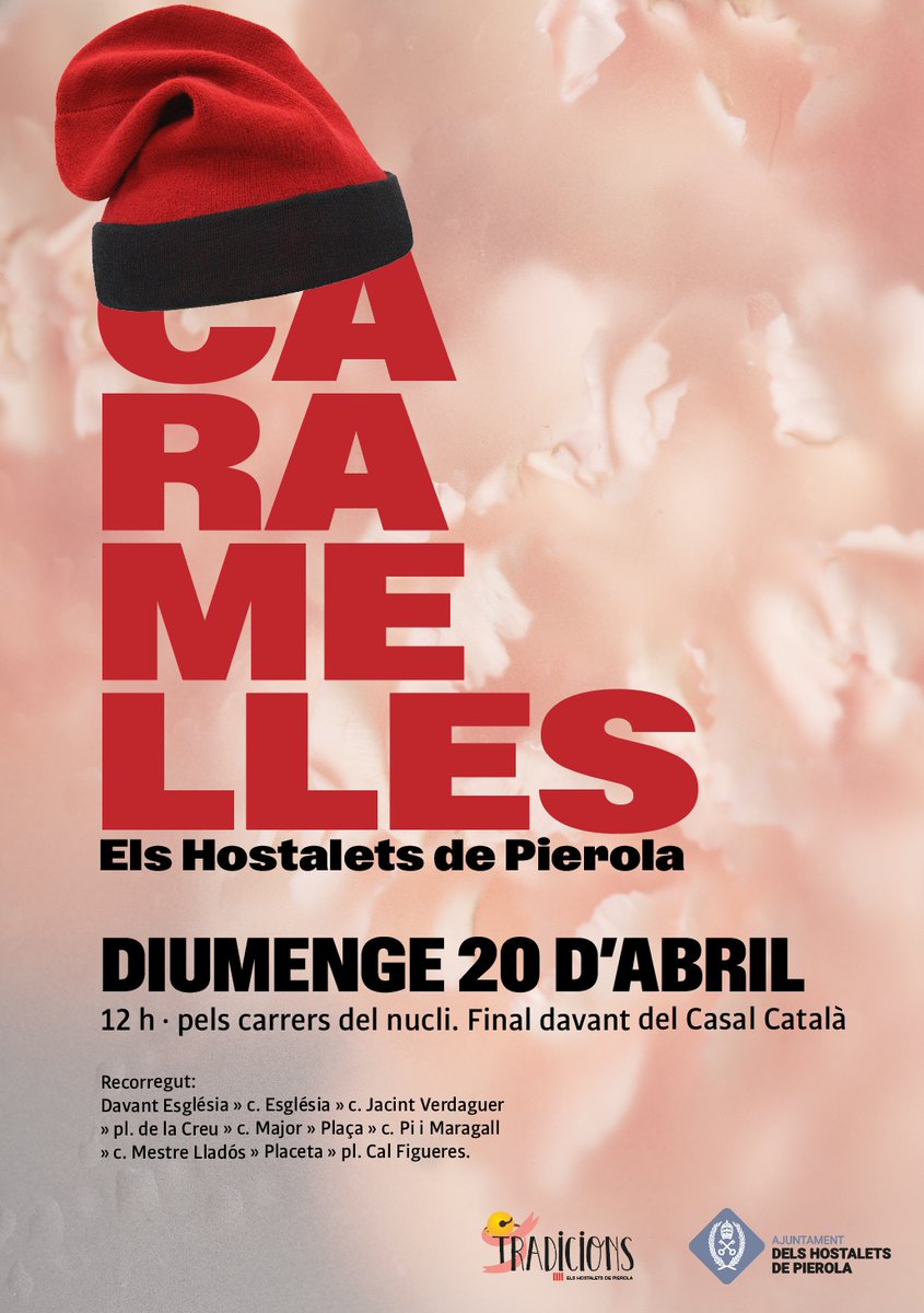 🟦📢 CULTURA | Cantada de caramelles

🗓️ Diumenge 20 d'abril, a les 12.00h, per diferents carrers del nucli, des de l'Església, i final davant el Casal Català

#hopierola #hostaletsdepierola