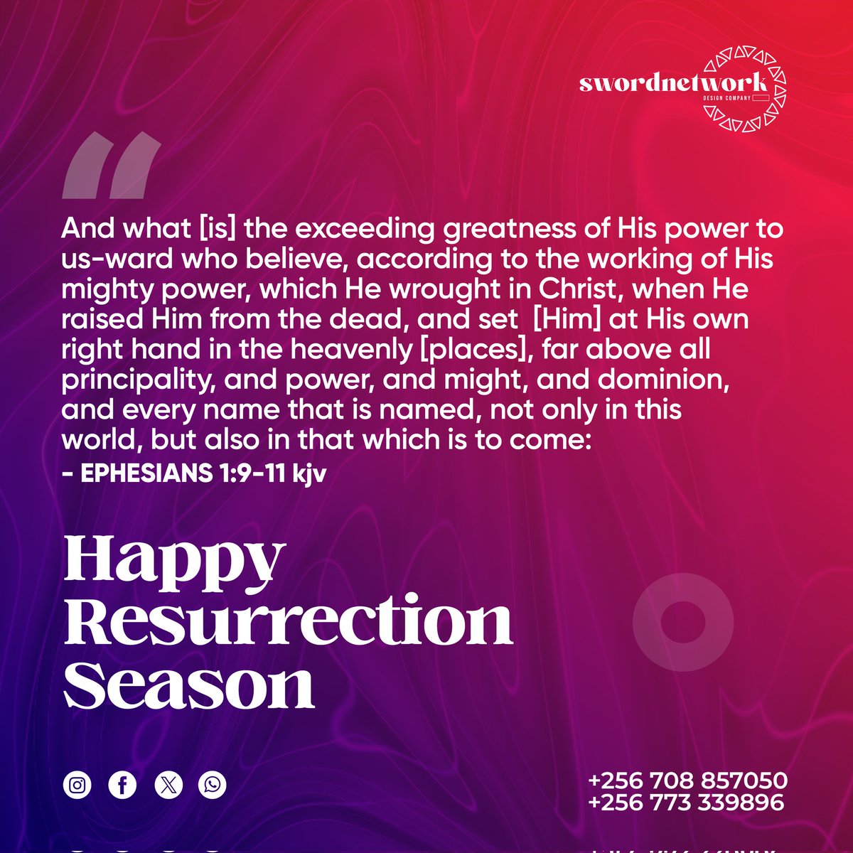 SwordUg's tweet photo. Because Jesus is the reason for the season, we exalt Him above anything visible and invisible.
A Happy Resurrection Season 😍🎊🎉
#SwordNetwork
#GraphicDesign https://t.co/jbvODXZ9jJ