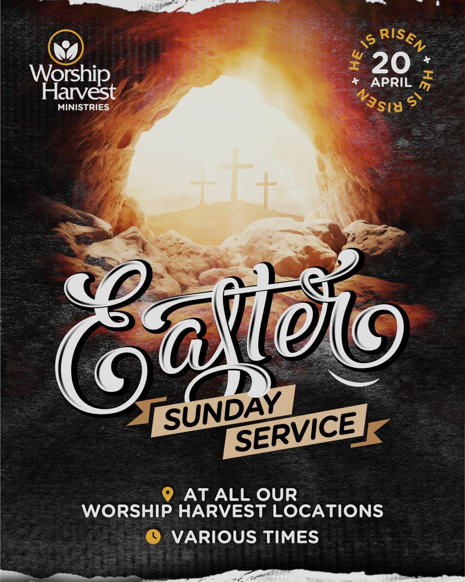 worship_harvest's tweet photo. Gather with us this Easter Sunday as we celebrate the ultimate sacrifice and triumphant resurrection of Jesus Christ.

#EasterSunday
#WorshipHarvest https://t.co/bwyj5bcFmb
