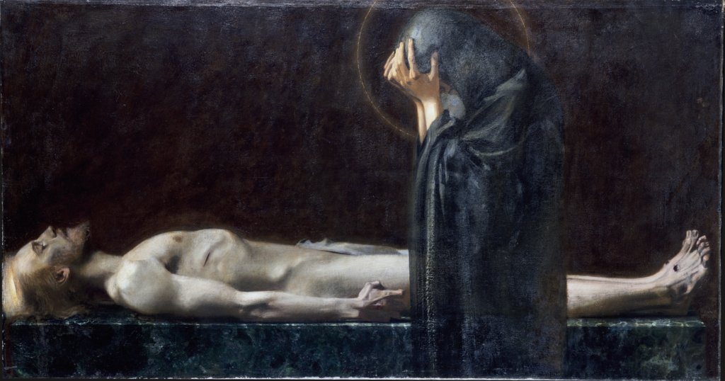 acloudofsaints's tweet image. Holy Saturday is the strangest day in the Christian year.
Christ is dead.
The altar is bare.
There is no Mass.
No song.
No light.
We wait by the sealed tomb.
🧵 What does it mean to wait in this silence?