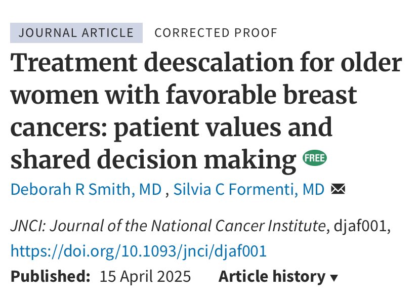 Elisabetta Bonzano MD, PhD (@to_be_elizabeth) on Twitter photo 📌Treatment deescalation for older women with favorable breast cancers: patient values and shared decision making
academic.oup.com/jnci/advance-a…
<a href="/OncoAlert/">OncoAlert</a> #OncoAlertAF 📌Treatment deescalation for older women with favorable breast cancers: patient values and shared decision making
academic.oup.com/jnci/advance-a…
<a href="/OncoAlert/">OncoAlert</a> #OncoAlertAF