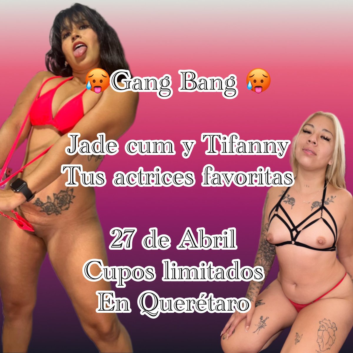CoupleManson's tweet photo. Aparta tu lugar en mi Gang Bang con mi amiga @JadeCum69 😏🥵 este 27 de abril EN QUERÉTARO! 😏 https://t.co/YbZ4cMGl1H