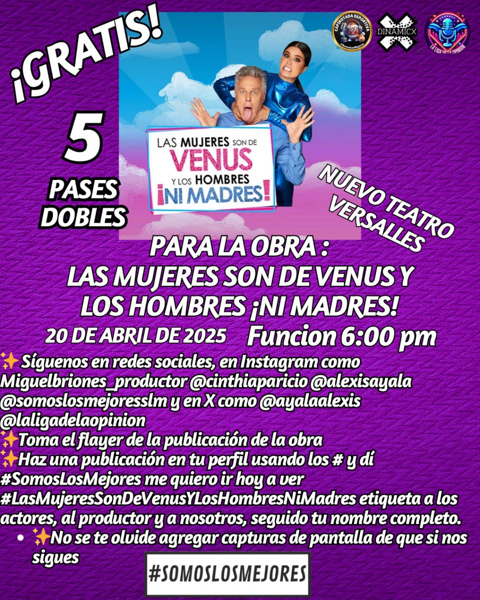 spidersilver92's tweet photo. #SomosLosMejores me quiero ir hoy  a ver #LasMujeresSonDeVenusYLosHombresNiMadres Edgar Alejandro Jiménez Maya @ayalaalexis @LigadelaOpinion https://t.co/hajn8xVhCS