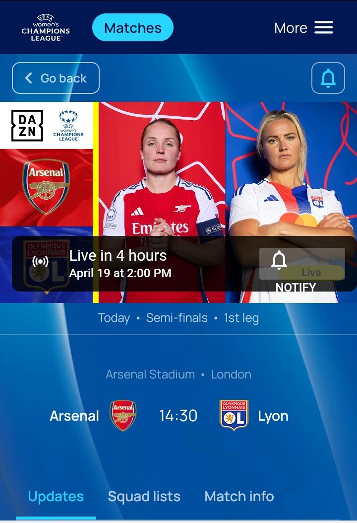 Ingia pale #1xbet na uwekelee Arsenal W
This for sure will be a blockbuster match, Caldentey, Russo, Kelly, Fox, Mc Cabe, Foord,,,,,are all on fire🔥🔥🔥but pia Lyon with Katitou Diani, Ada Hagerberg, Le Sommer sio wachache.

#1xbet
PROMO: GABRIELMO1