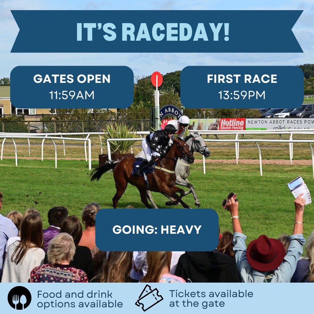 🏇 Raceday Update – Racing Goes Ahead!

We’re pleased to confirm that today’s fixture at Newton Abbot Racecourse is going ahead as scheduled. 

📅 Gates Open: 11:59am
🏁 First Race: 1:59pm

Join us for a fantastic afternoon of racing – bar, food outlets and betting facilities all