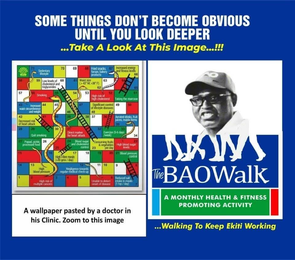 TheBaoWalk's tweet photo. THE BAO WALK - HERE COMES THE D-DAY It's Gbónyìn/Aiyékiré O'clock!
A healthier Easter and life thereafter is possible. Today, we unite as one community on the path to wellness at Òdè Èkìtì, Gbónyìn/Aiyékiré Local Government.
Welcome to the third edition of #thebaowalk, a day https://t.co/J9ulmUPbmg
