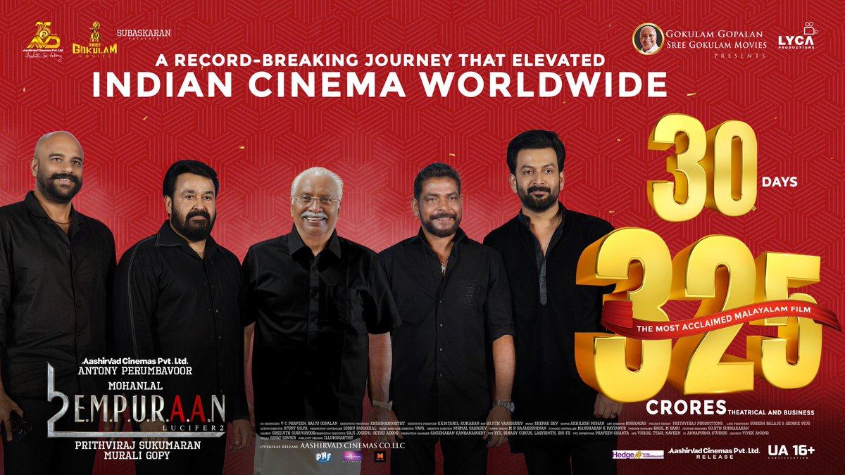 Mohanlal's tweet photo. A cinematic moment etched in history.
We dreamed it with you, we built it with you.
Malayalam cinema shines brighter today — together.

#L2E #Empuraan

Malayalam | Tamil | Hindi | Telugu | Kannada https://t.co/6DOtt178lK