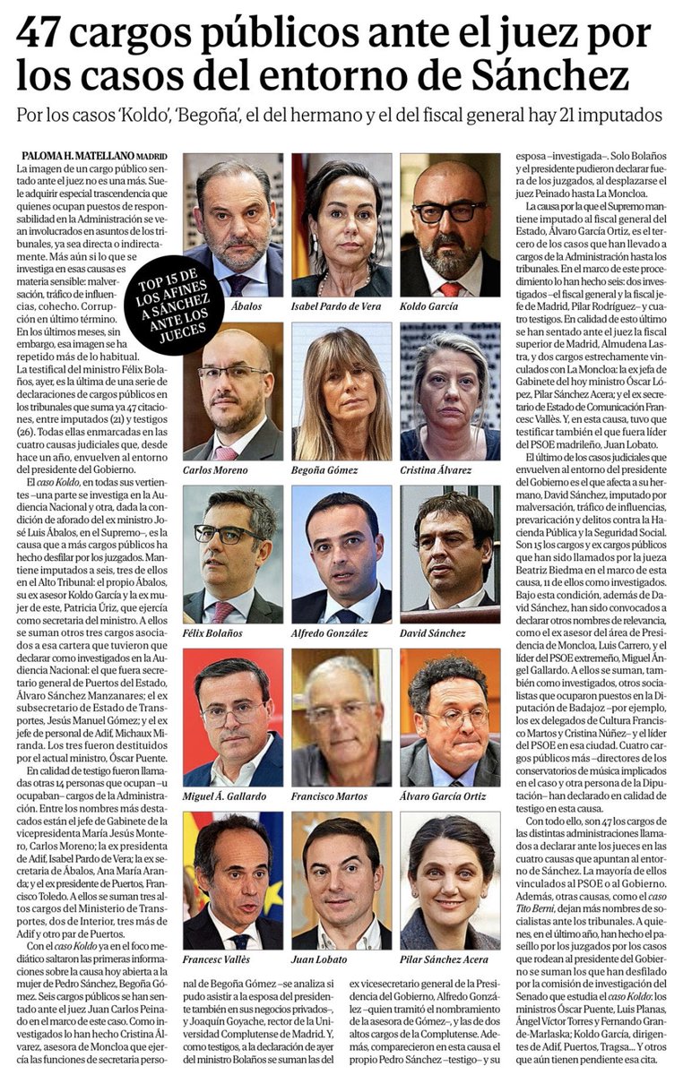 anadebande's tweet photo. 47 cargos públicos ante el juez por la corrupción del entorno de Sánchez!!

Corrrupcion➡️Dimisión➡️Elecciones https://t.co/01I1gyJfIZ