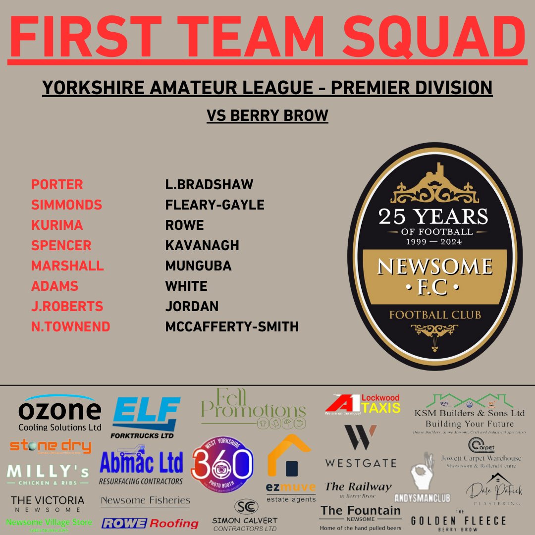 IT'S MATCHDAY!

The First Team Travel To Face Local Rivals Berry Brow In The League!

This Is A Game Not To Be Missed!

All Support Is Appreciated!

#WTB