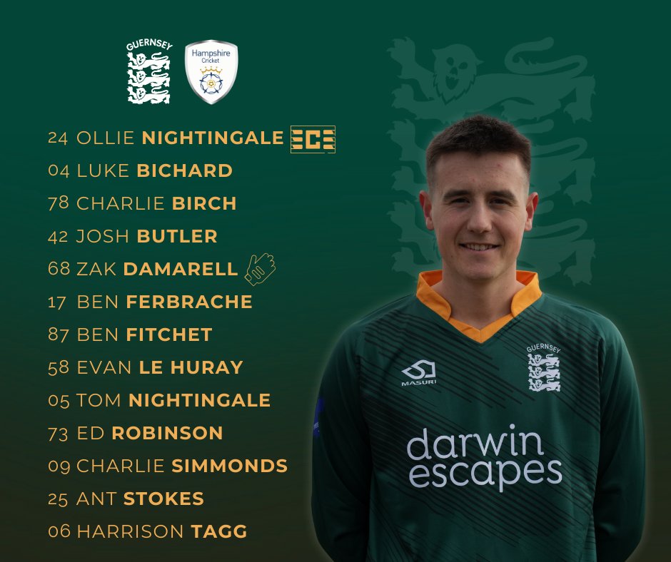 Guernsey Cricket (@guernseycricket) on Twitter photo Team News 🗞️
We name 13 for todays fixture Vs. <a href="/hantscricket/">Hampshire Cricket</a> at the <a href="/KGVGSY/">KGV Playing Fields</a>. For further updates please follow the Guernsey Cricket X or Instagram accounts.
#Guernsey #cricket #greencaps Team News 🗞️
We name 13 for todays fixture Vs. <a href="/hantscricket/">Hampshire Cricket</a> at the <a href="/KGVGSY/">KGV Playing Fields</a>. For further updates please follow the Guernsey Cricket X or Instagram accounts.
#Guernsey #cricket #greencaps