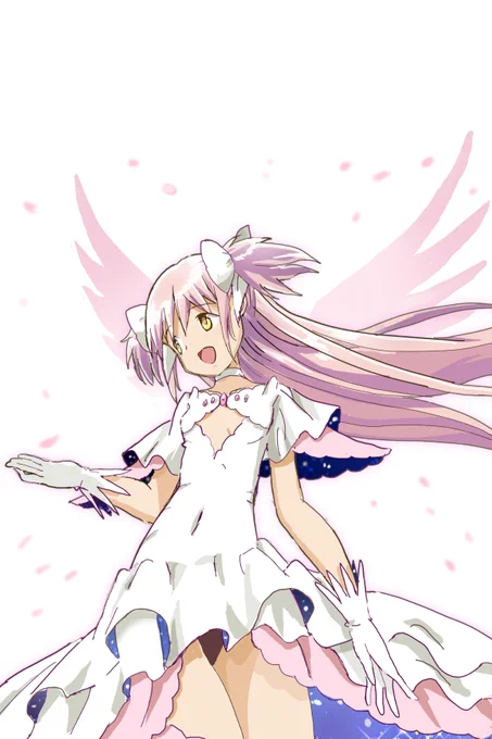 桜とアルまどさま。(トリミング、白背景) 